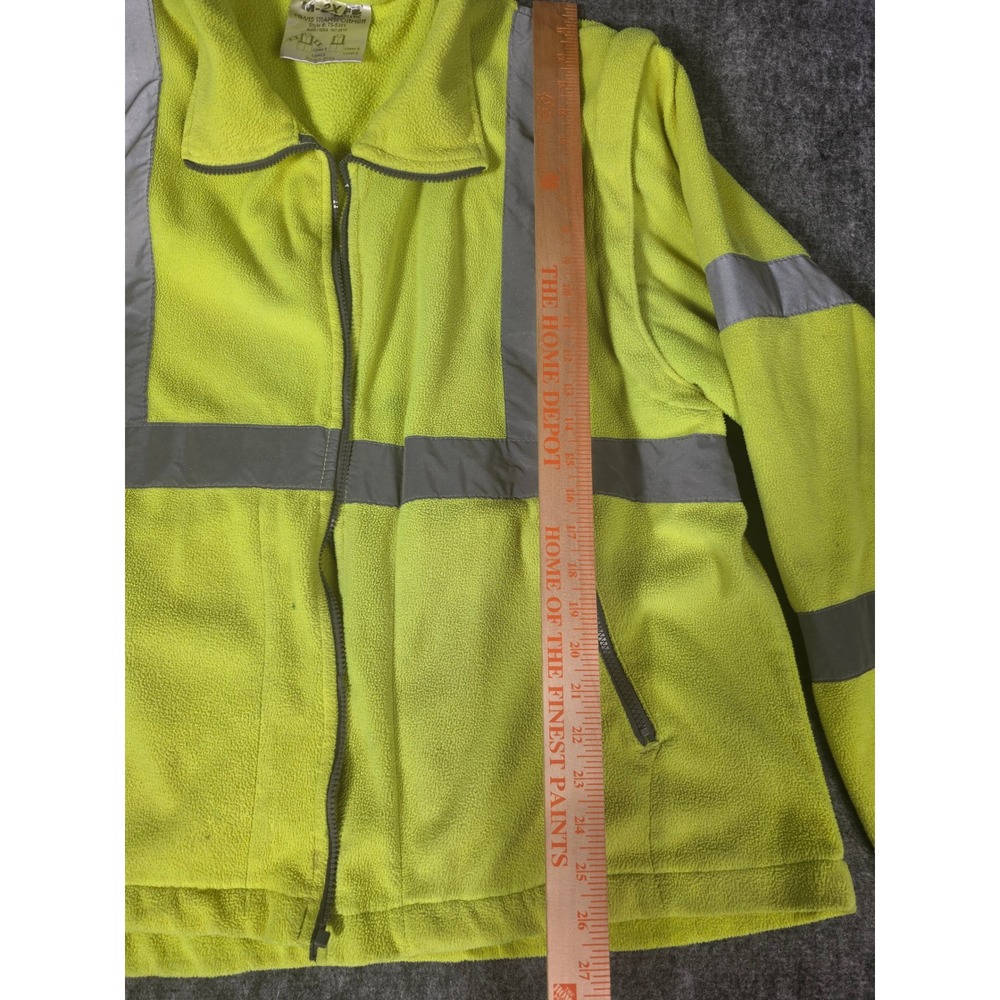 Mens Jacket 2X High Visibility Yellow Fleece Reflective Workwear Majestic - Picture 4 of 9
